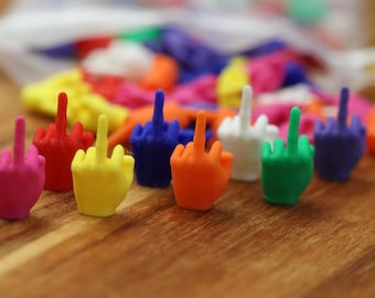 Mini Middle Fingers - Funny Plastic F-U Hands in Bold Colors or Mix Pack