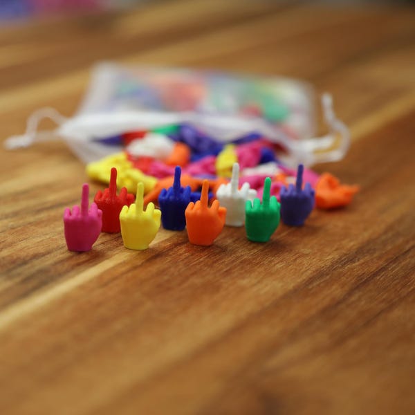 Mini Middle Fingers - Funny Plastic F-U Hands in Bold Colors or Mix Pack