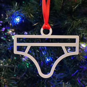 Underwear Ornament, Mens Briefs Ornament, White Christmas Ornament