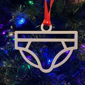 Jock Strap Ornament, Men&#39;s Jock Strap Ornament, White Christmas Ornament