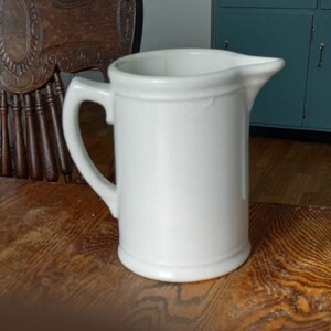 Vintage Farmhouse Style Stoneware Pitcher by W P La Belle China, circa 1893 to 1910, Made in Wheeling West Virginia.