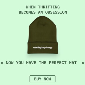 Embroidered Beanie, #ThriftingIsMyTherapy Cap, Winter Hat, Hipster Fashion, Trendy Headwear