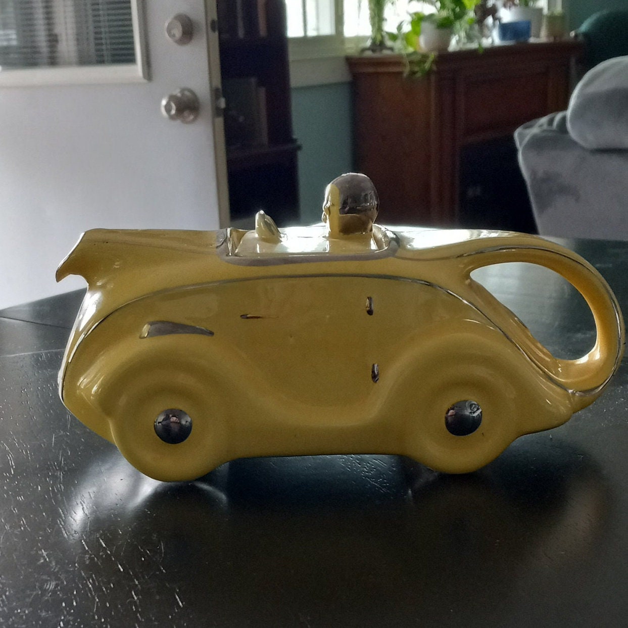 Vintage Art Deco 1930s Sadler Racing Car Teapot, Yellow, Collectable