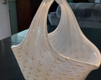 Rare Exquisite Vintage Murano Glass Basket by Alfredo Barbini