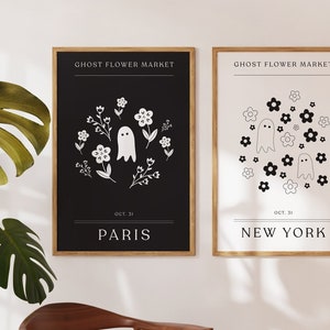 Ghost Flower Market, Halloween, DekoDruck für Wand, handgemachte Wohndekoration, Minimalistisches Druckset, Galerie Wandkunst, Digitaler Download