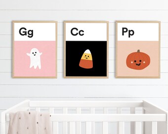 Halloween bundle ABC nursery or toddler decoration | ghost | pumpkin | set of 3 | halloween print | halloween printable | digital download