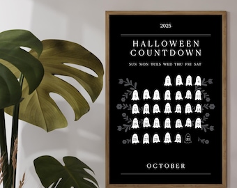 Halloween 2025 advent calendar | Halloween countdown calendar | printable halloween decor |digital download | Halloween Decor Classroom