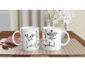 Plant Lover Mug | Let's Grow Together Mug | White Ceramic Mug | Plant Lover Gift