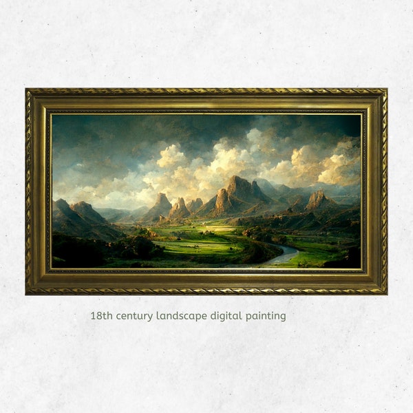 VINTAGE ART PRINT / 18th Century Style Downloadable Art Printable | Vintage Landscape Prints | Farmhouse Decor / Digital Portrait Art Prints
