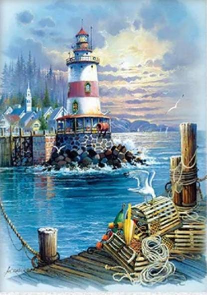 5D DIY Full Drill Diamond Painting Beach Lighthouse Rhinestone Pictures  Kit-487925