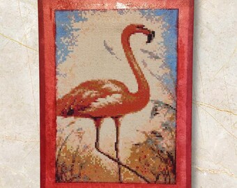 Handmade Flamingo Diamond Art: 12"x16" Round Drills, Ready to Hang
