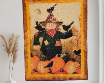 Completed Scarecrow Diamond Painting: Rustic Fall Home Decor 12"x15.5" Unframed