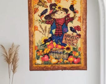 Completed Scarecrow Diamond Painting: Fall Autumn Wall Decor 12"x15.5" Unframed