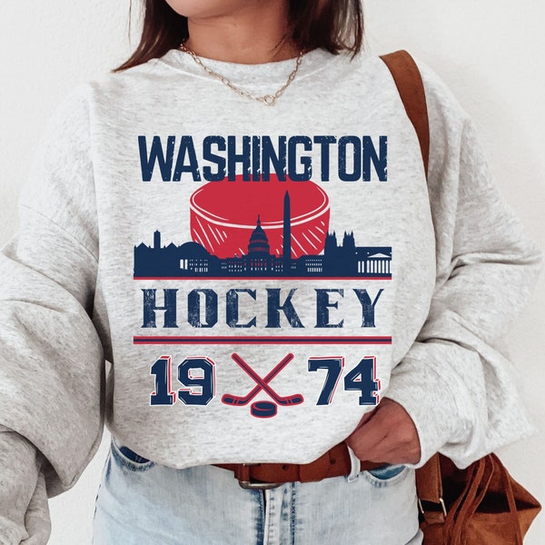 vintage Washington DC Hockey Sweatshirt, Washington DC Sweatshirt, Retro Washington Hockey Crewneck, Cute DC Sweatshirt, D.C. Hockey Shirt