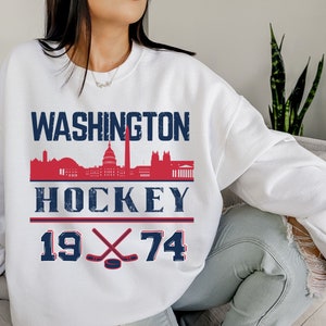 Vintage Washington DC Hockey Sweatshirt, Washington Sweatshirt, Retro Washington Hockey Crewneck, Cute DC Sweatshirt, DC Hockey Shirt