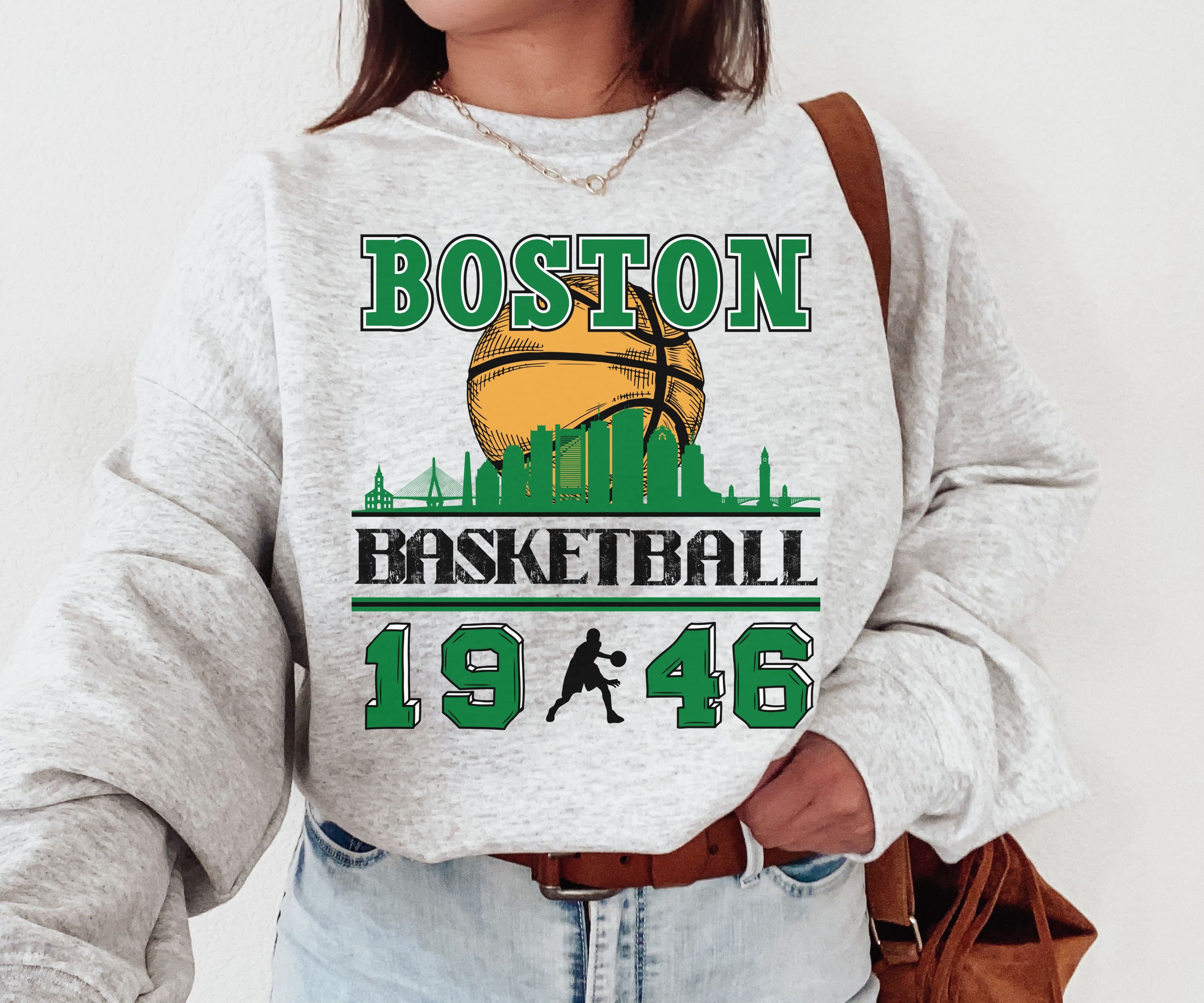 CustomCat Boston Celtics Retro NBA Crewneck Sweatshirt Irish Green / 4XL