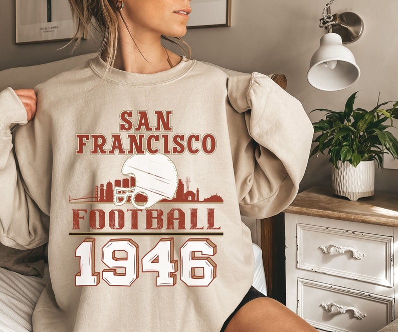 Vintage San Francisco Football Sweatshirt, Retro San Francisco Football Crewneck, San Fran Sweater, Gift for San Francisco Football Fan image 1