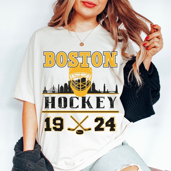 Vintage Styled Boston Hockey T Shirt, Boston TShirt, Retro Boston Shirt for Women, Boston Hockey Fan Shirt, Boston Tshirt