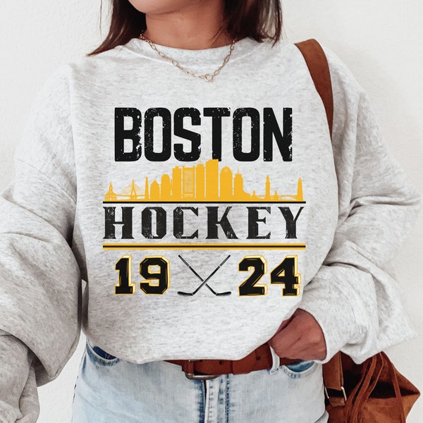 Vintage Boston Hockey Sweatshirt, Boston Bruins Crewneck, Retro Boston Sweatshirt, Boston Hockey Crewneck Cute, Boston Bruins Fan Gear