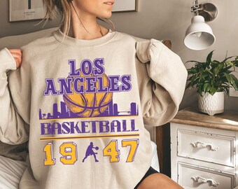 Vintage LA Basketball Sweatshirt Retro Los Angeles Basketball