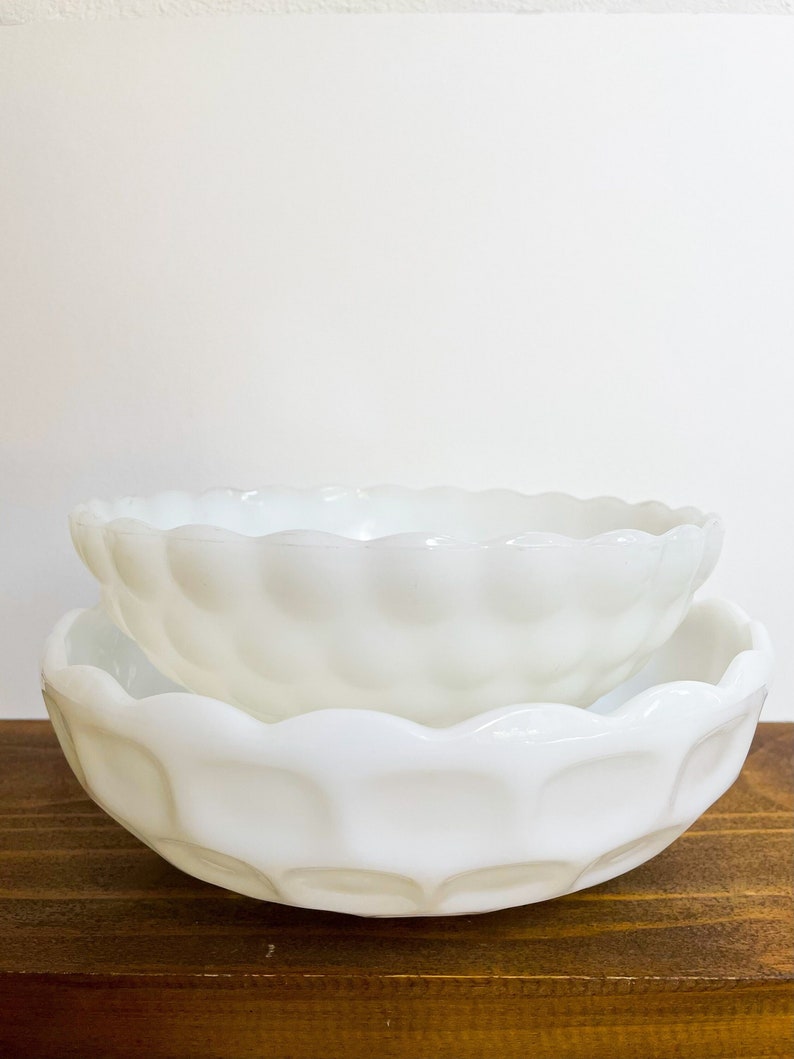 Milk Glass Serving Bowls Set of 2 Vintage Milk Glass Bowls Vintage