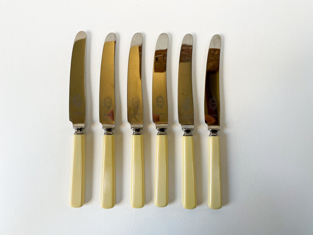 Set of 6 Swedish Faux Bone Luncheon Knives Vintage Celluloid Etsy