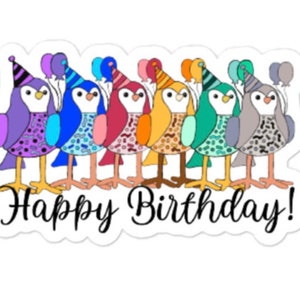 Rainbow Celebration Birthday Bird Sticker