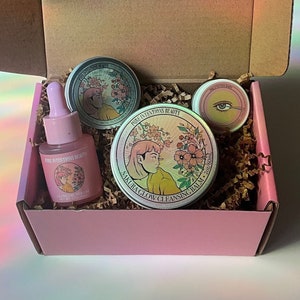 Sakura Glow Bundle | Gifts for Her | Eye cream + Cleansing Balm + Solid Serum + Facial Oil | Cherry Blossom & Cloudberry |Vegan+Cruelty-free