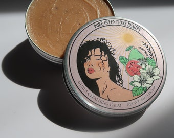 Cleansing Balm Guava Makeup Remover for Double Cleansing - EASY WASH OFF+No Residue,  | Vegan, Organic, Cruelty-Free, and Handcrafted