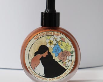 Aceite corporal bronceador natural con brillo en botella / Aceite bronceador ligero y brillante / Hidratante para un brillo corporal natural / Hecho a mano