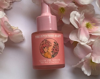 Illuminating Dewy-Finish Sakura + Cloudberry Facial Oil Serum-Glowing, Radiant, and Hydrated Glass Skin | Vegan, Cruelty-free, & Handcrafted