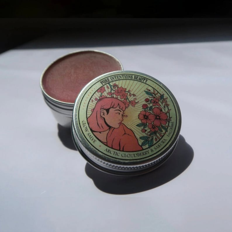 Sakura Glow Bundle | Gifts for Her | Eye cream + Cleansing Balm + Solid Serum + Oil Serum | Cherry Blossom & Cloudberry |Vegan+Cruelty-free image 2