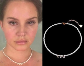 Lana A&W parelketting, AW ketting, Lana parelketting, lana del rey merch, Lana del rey AW choker, LDR ketting