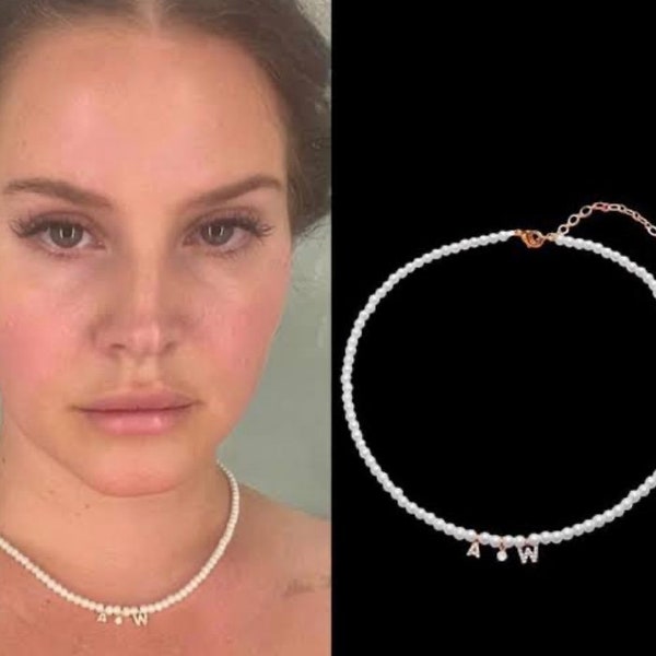 Lana A&W Perlenkette, AW Halskette, Lana Perlenkette, Lana del Rey Merch, Lana del Rey AW Halsband, LDR Halskette