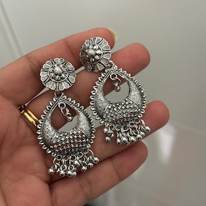 Oxidized earrings/oxidized jhumka jewelry/indian oxidized/boho oxidized indian jewelry/afgani/navratri diwali german silver festival jewelry