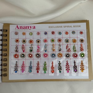 Snygg blandad rund sten / lång indisk färgglad bindibok pastellfärgad kant indisk accessoarbok prickbok bindi snygg bok sanskriti bindi