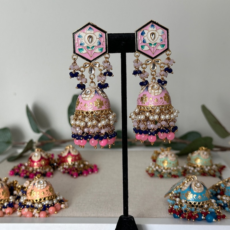 Multicolor - Handcrafted Paka Meenakari Earrings