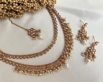 Ras de cou antique polki détaillant Kundan polki kundan indien/ensemble de collier de bijoux anciens/bijoux kundan bijoux amrapali indien du sud or