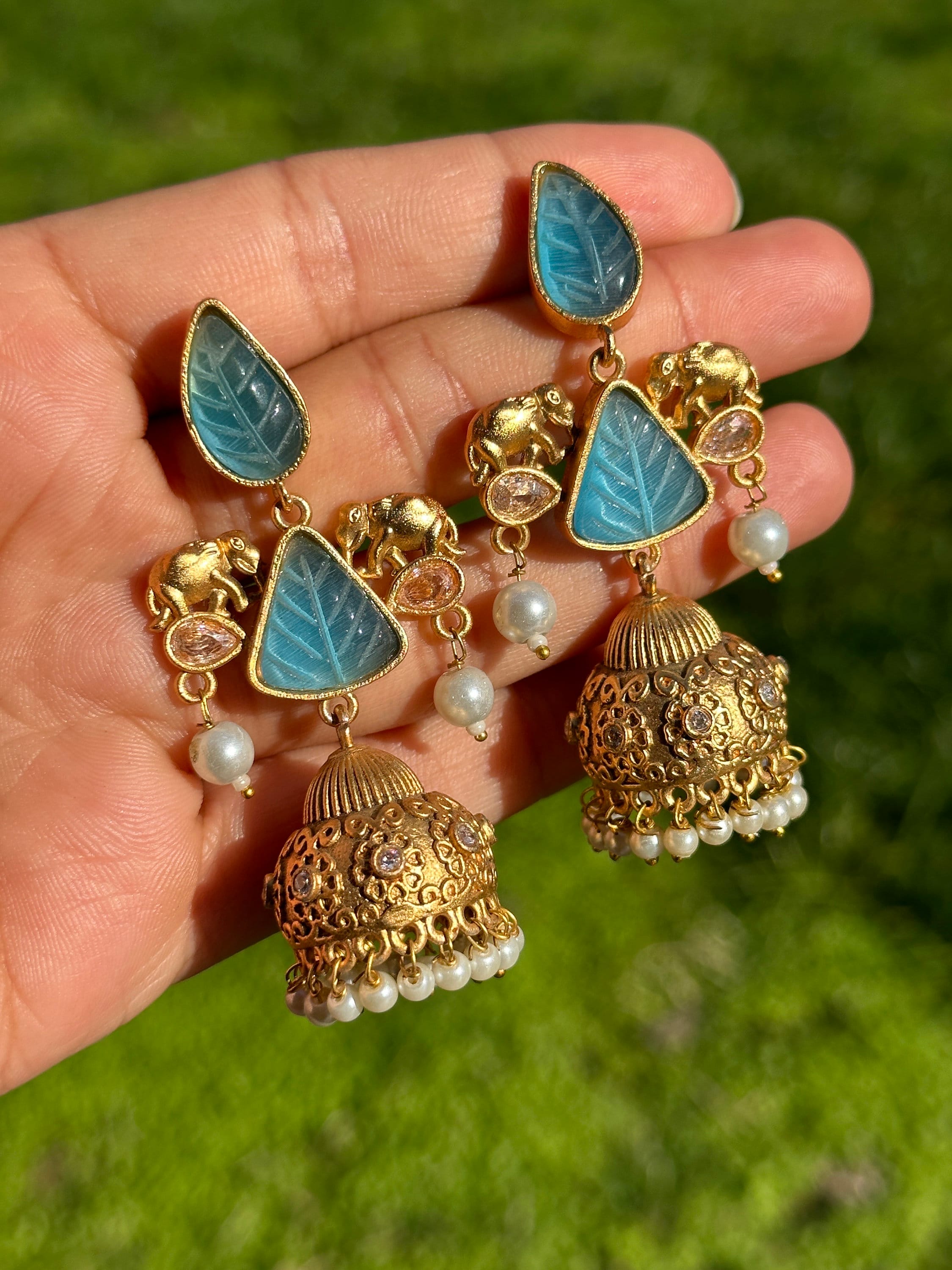 Blue color jhumkas outlet
