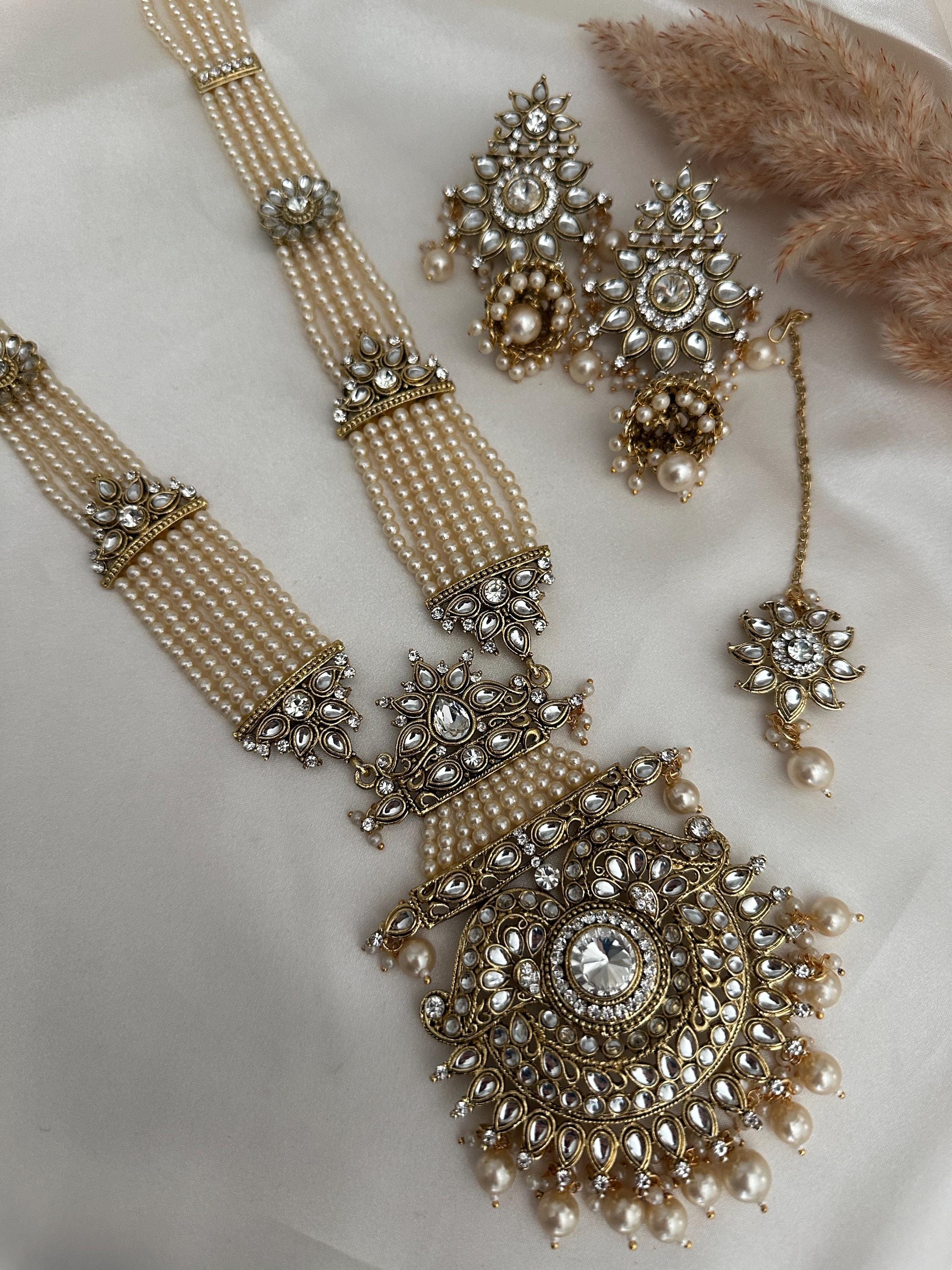 パール ロング クンダン ネックレス ラニ ハール パチ クンダン ビーズ