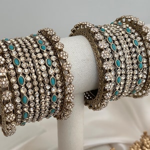 Kundan kade bangles/indian bangles/punjabi bangles set, multicolor chuddis/metal bangles/metal bangles/kadas/bracelet indian/pink bang