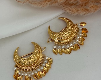 Moon/Chand gold clips Punjabi traditional patra hair pins/punjabi hair accessories/gold hair /traditional punjabi jewelry/indian accessories