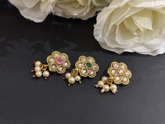 Bridal nath nose ring /kundan pearl nose ring /kundan nath /kundan polki  nose ring indian jewelry/pearl kundan/pachi kundan gujrati nose pin