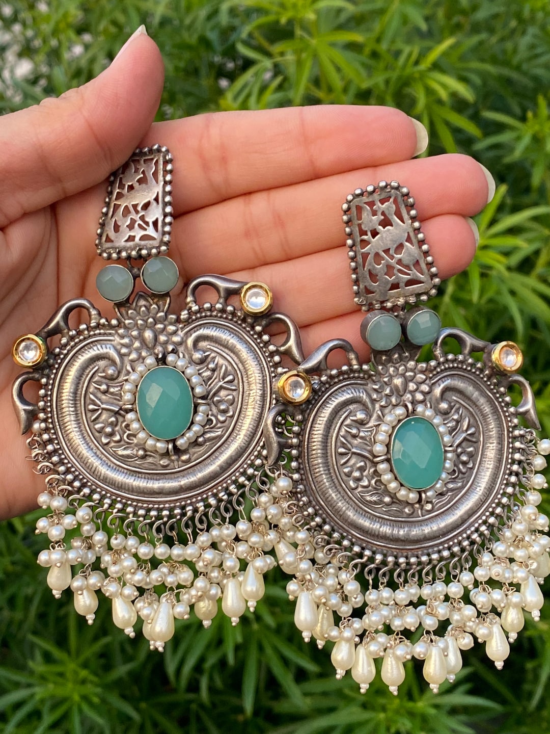 Buy Oxidized Jewelry/oxidized Jewellery/oxidized Earrings/german  Silver/statement Earrings/lightweight Oxidized Indian Jewelry/pink Green  Blue Online