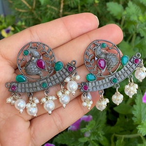Oxidized earrings/pearl oxidized jewelry/oxidized earrings/oxidized jewellery indian jewelry/afgani jewelry/oxidized earrings German silver