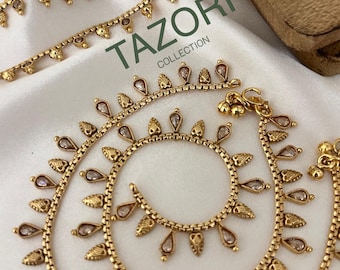 Gold multicolour polki kundan payal anklets lightweight/indian jhanjar payal punjabi jewelry indian jewelry pachi kundan choker bridal ankle