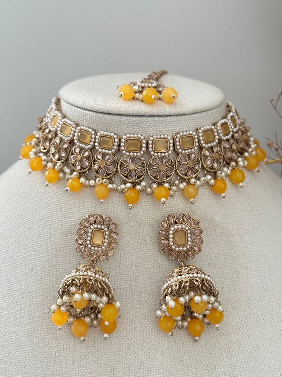 Lavender Reverse AD Tikka Earrings/indian Jewellery/punjabi
