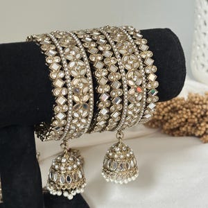 Mirror kade metal bangles/indian bangles/punjabi bangles set,pink blue chuddis/metal bangles/metal bangles/kadas/bracelet indian bracelets