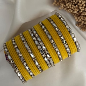Mirro kade metal bangles se/indian bangles/punjabi bangles set,pink blue chuddis velvetbangles/metal bangles/kadas/bracelet indian bracelets