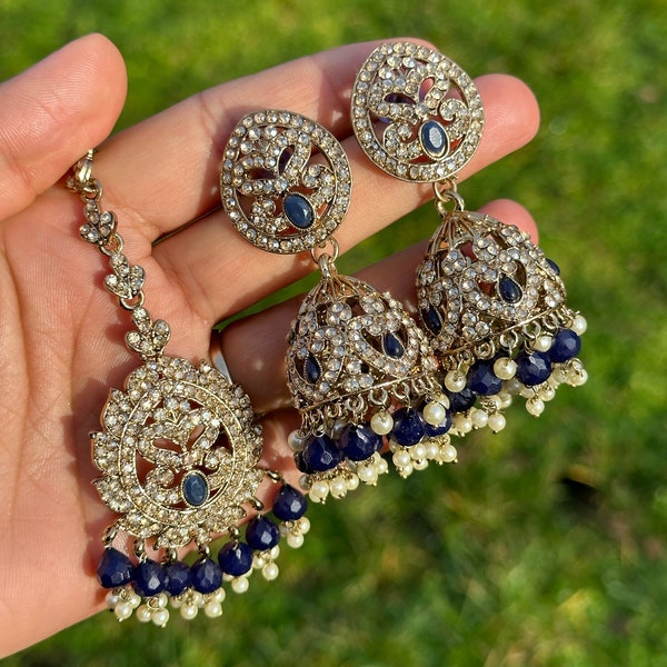 Ensemble jhumka tikka en pierre rose vif pakistanais/ensemble tikka/jhumka vert/ensemble patti mapins vert rose magenta ensemble tikka jhumka bijoux indiens punjabi